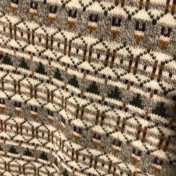 LANDS' END 100% Scottish lambswool beigy print grandpa sleeveless sweater, L - Picture 5 of 9